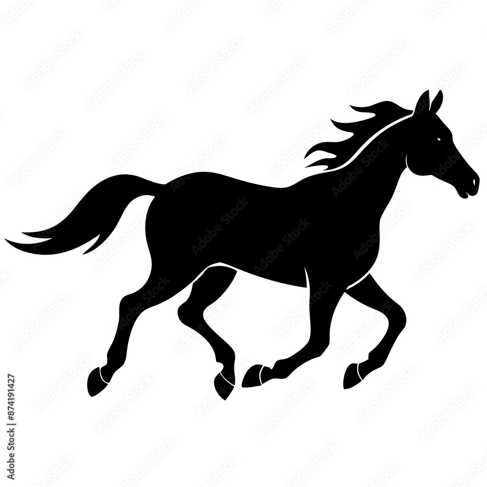 Black Silhouette of a Running Horse Black Silhouette of a Running Horse