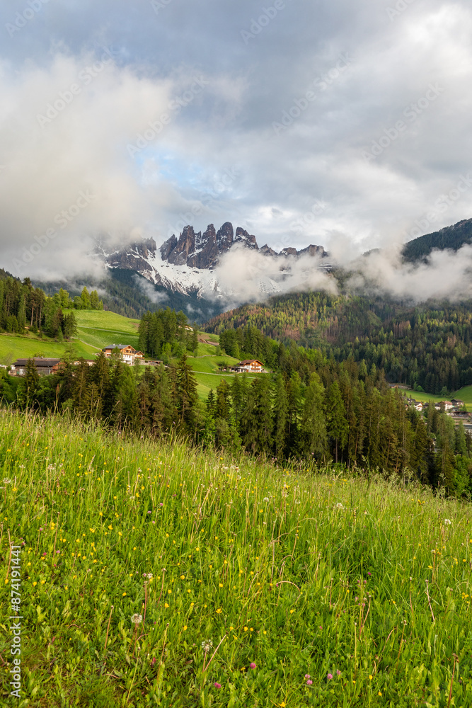 Obraz premium Landscape in Villnoess Valley in South Tyrol