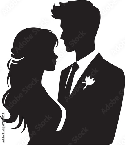 husband and wife silhouette vector illustration