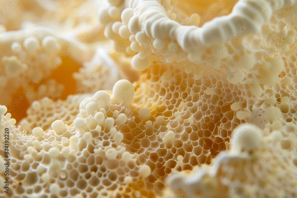 Abstract Honeycomb Pattern in Yellow and White Tones, Close-Up Macro Photography Abstract Honeycomb Pattern in Yellow and White Tones, Close-Up Macro Photography