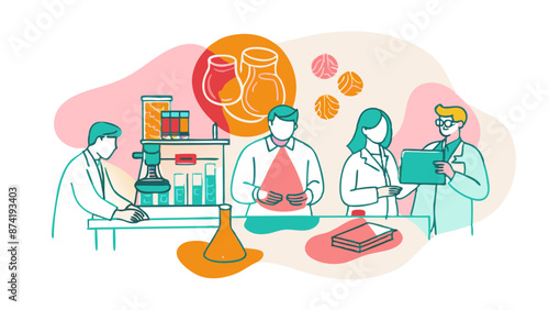 Collaborative Team of Scientists Engaged in Research at Modern Laboratory