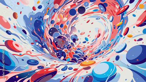 Abstract Colorful Swirl of Spheres - Vibrant Artistic Wallpaper