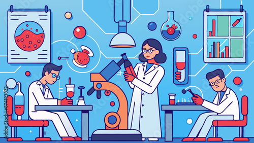 Team of Scientists Conducting Research in Modern Laboratory