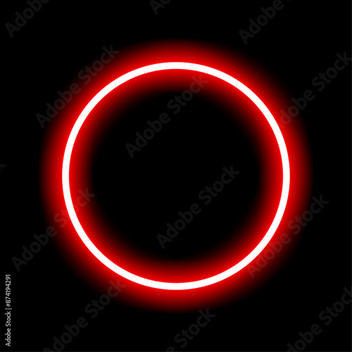 Red Neon Circle With Black Isolated Background 