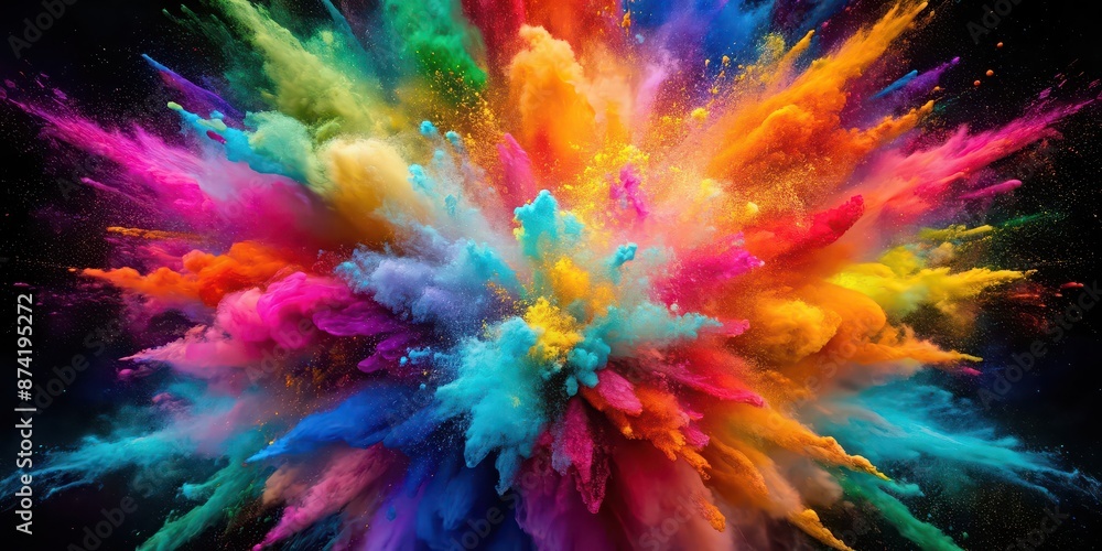 Obraz premium Vibrant colors portrayed in an explosive manner, colorful, vibrant, dynamic, explosion, dramatic, artistic, abstract, intense
