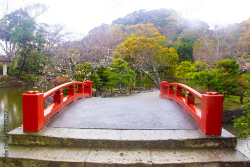 Tsurugaoka Hachimangu Shinto shrine area views Kamakura Japan photo