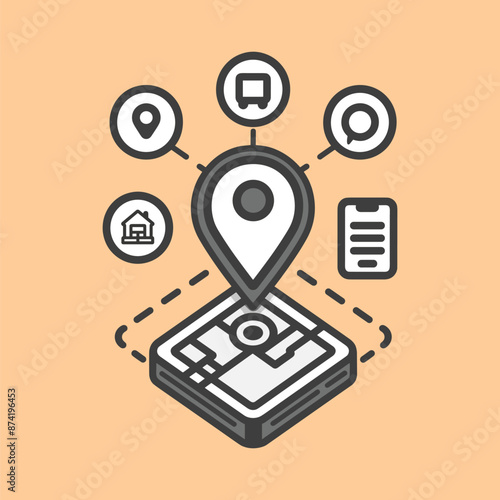 Web location thin line icon vector illustration