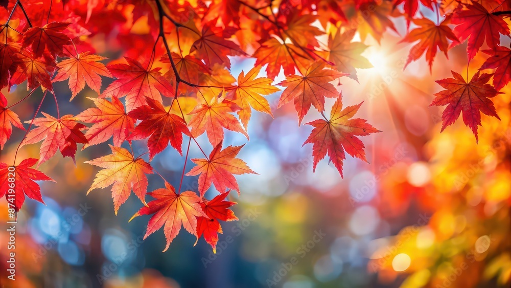 Vibrant red maple leaves on a sunny autumn day, autumn, foliage, colors, vibrant, nature, seasonal, fall, red, background Vibrant red maple leaves on a sunny autumn day, autumn, foliage, colors, vibrant, nature, seasonal, fall, red, background