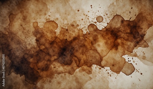 Dynamic brown fluid splatter pattern with organic shapes