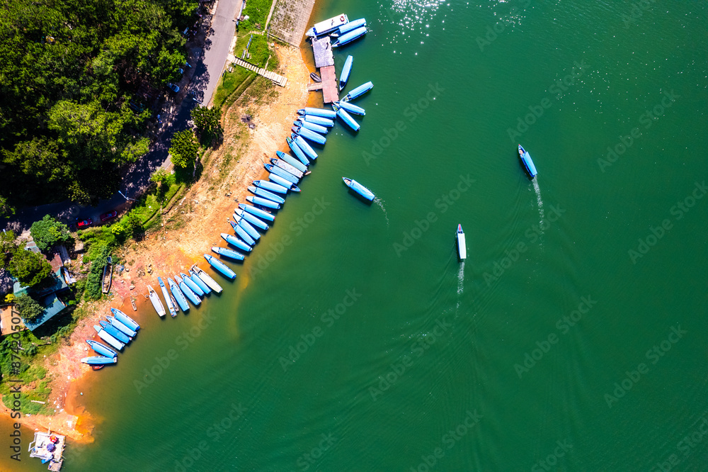 Fototapeta premium Aerial view of tuyen lam lake in Dalat, Vietnam