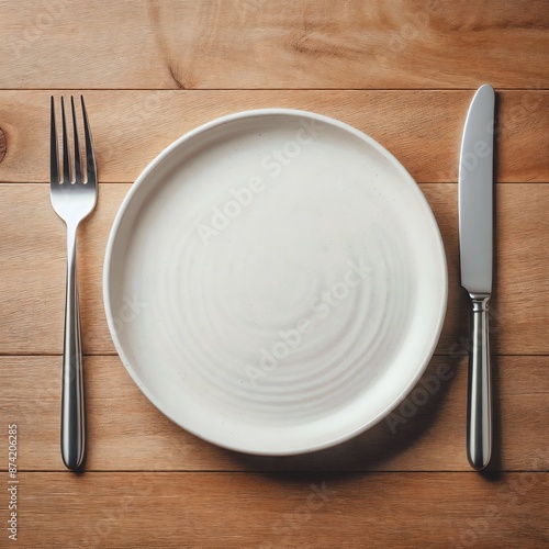 plate with fork and knife on table