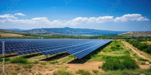 Large-scale solar photovoltaic power plant in a rural landscape