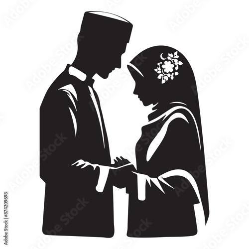 silhouette of muslim couple in marriage ceremony