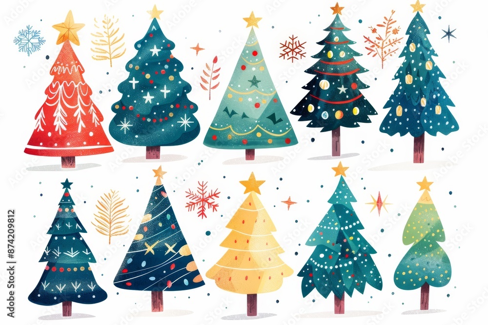 christmas trees, flat, clipart christmas trees, flat, clipart