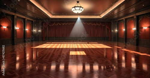 Wallpaper Mural ballroom in palace mansion. elegant formal room interior design decor. smooth reflective stone floors with warm colors and lighting. spot light and intricate ceiling. Torontodigital.ca