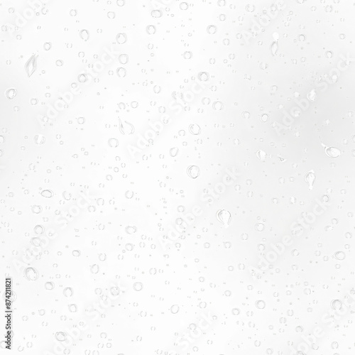 Semi-transparent raindrops texture on a glass background, seamless pattern