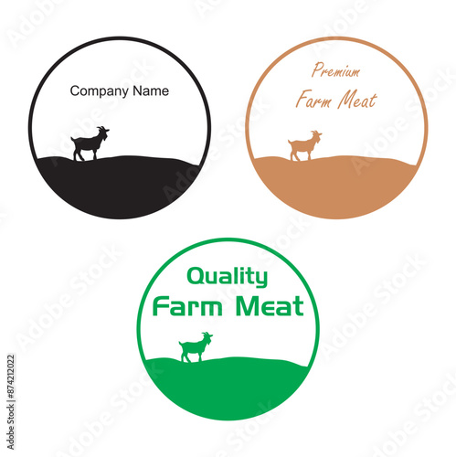 Etiqueta de carne de cabra y cordero fresca. Icono vector