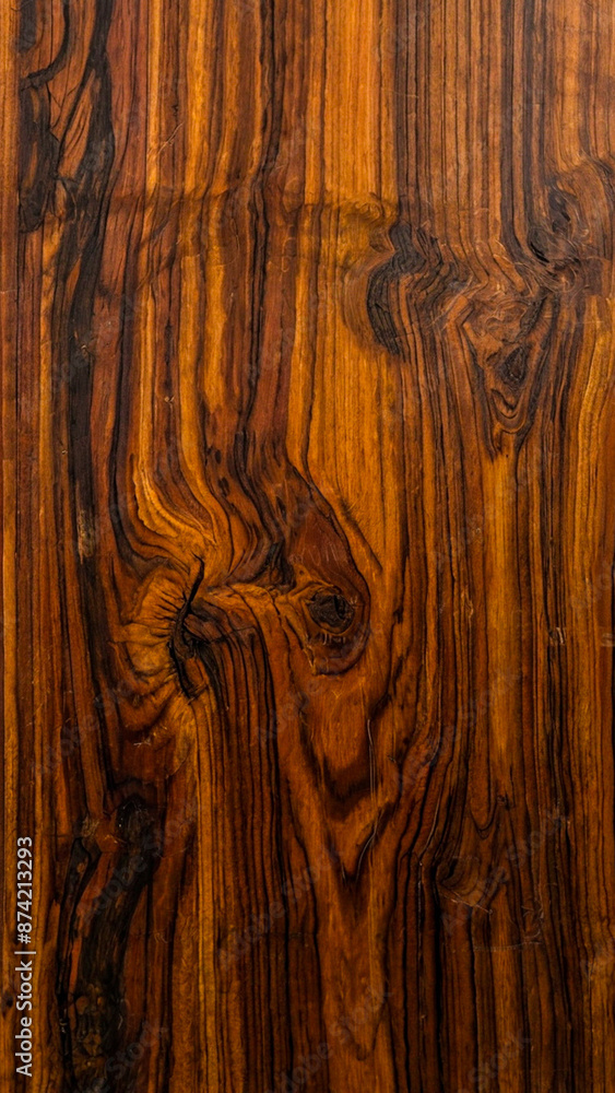 Top view of a Siamese rosewood wooden pattern, featuring rich, natural grain and a prominent knot, ideal for interior work such as tabletops and decorative surfaces and furniture. Top view of a Siamese rosewood wooden pattern, featuring rich, natural grain and a prominent knot, ideal for interior work such as tabletops and decorative surfaces and furniture.
