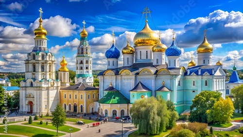 Sergiyev Posad, Russia. View of Assumption Cathedral. Trinity Lavra of St. Sergius. photo