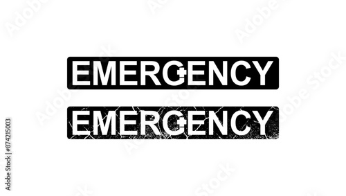 emergency lettering, black isolated silhouette