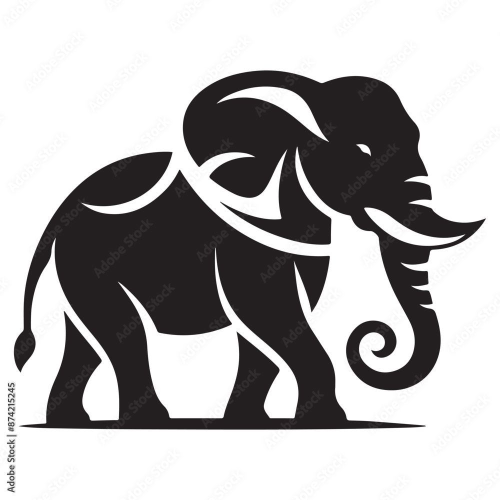 Fototapeta premium black silhouette of an elephant standing alone