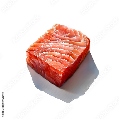 Watercolor illustration of fresh raw tuna on white background