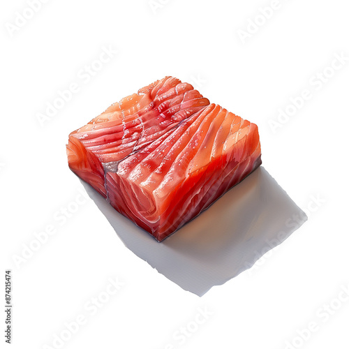 Watercolor illustration of fresh raw tuna on white background