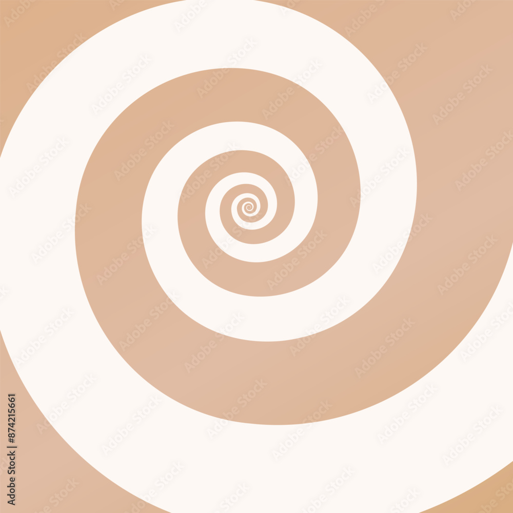 Coffee cream swirl pattern. Ice-cream, summer dessert. Sweet rotating whirlpool. Vector background