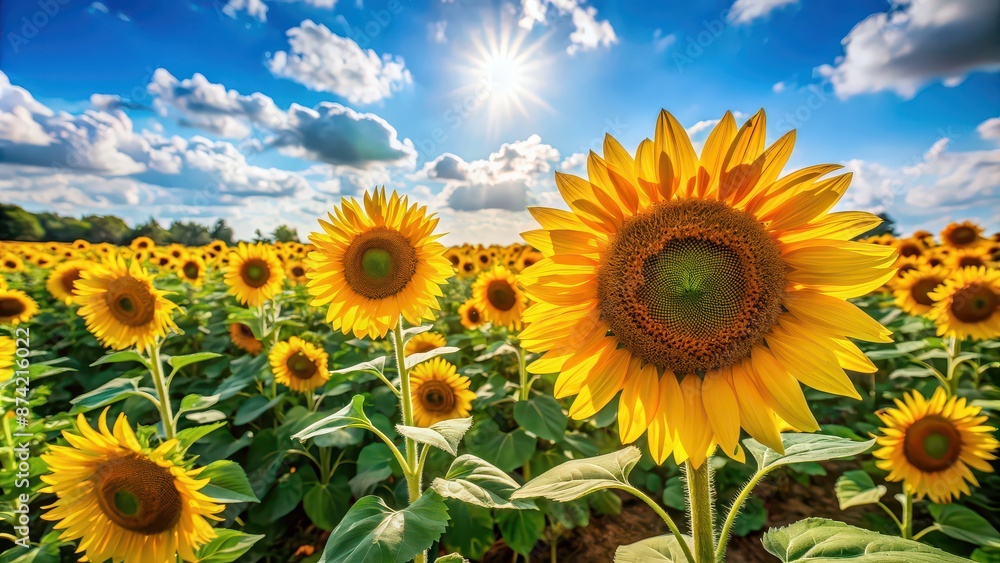 Vibrant sunflowers swaying in a beautiful field under the bright sun, sunflowers, field, yellow, nature, sunshine, summer, bloom Vibrant sunflowers swaying in a beautiful field under the bright sun, sunflowers, field, yellow, nature, sunshine, summer, bloom