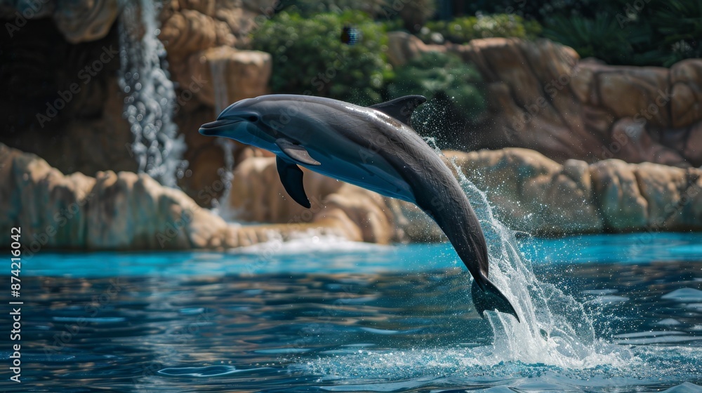 Obraz premium Dolphin Leaping from Water.