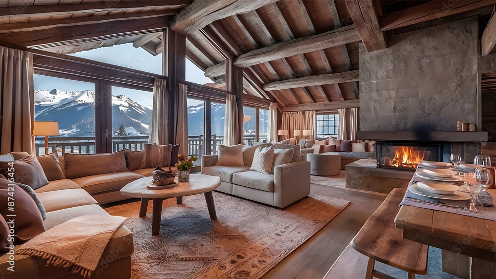 Living room in Swiss Alpine Chalet Living room in Swiss Alpine Chalet