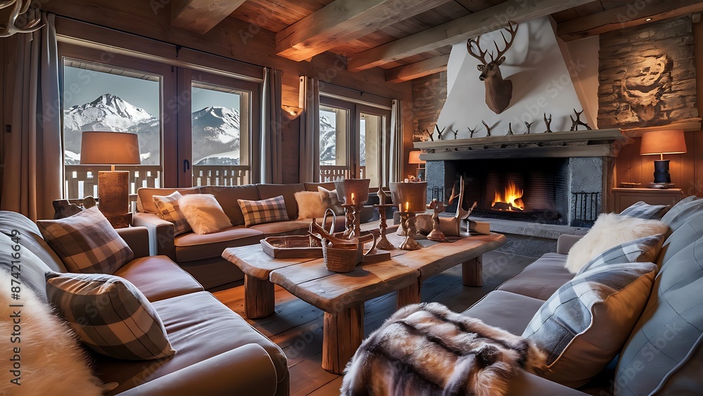 Living room in Swiss Alpine Chalet Living room in Swiss Alpine Chalet