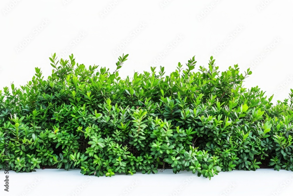 Fototapeta premium Green Garden Bushes Silhouette: Nature's Elegance on a White Canvas