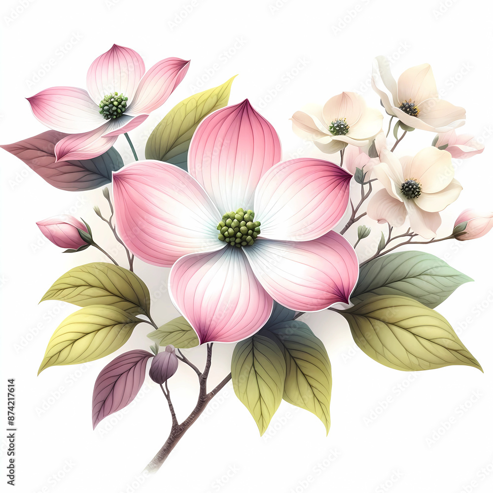Obraz premium dogwood tree flower on white background