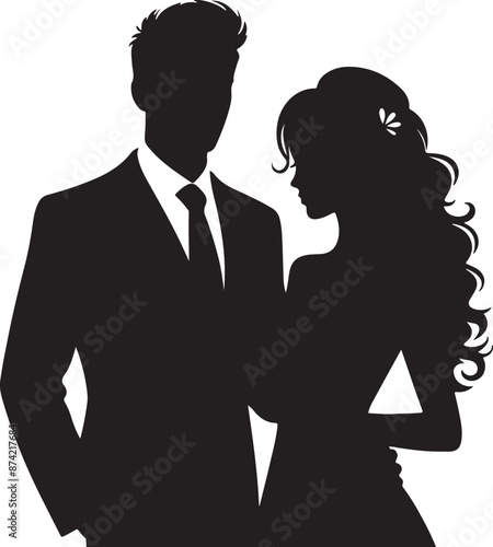 husband and wife silhouette vector illustration