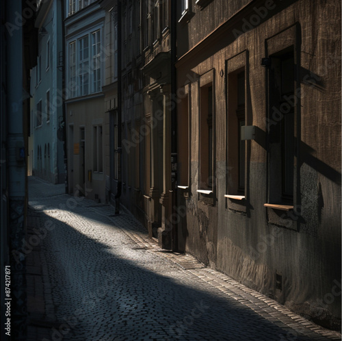 European city, simple, There are no people, light shadow photo