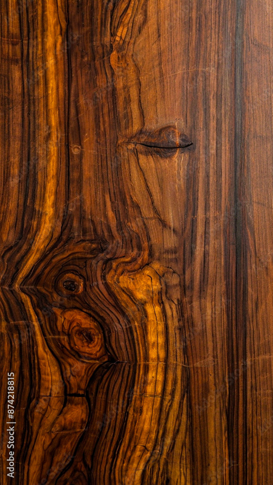 Top view of a Siamese rosewood wooden pattern, featuring rich, natural grain and a prominent knot, ideal for interior work such as tabletops and decorative surfaces and furniture. Top view of a Siamese rosewood wooden pattern, featuring rich, natural grain and a prominent knot, ideal for interior work such as tabletops and decorative surfaces and furniture.