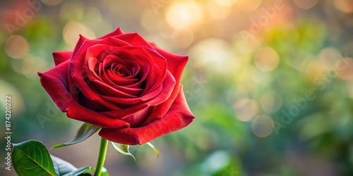 Vibrant red rose against a blurred background, rose, red, flower, romantic, love, petal, garden, flora, beauty, vibrant