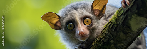 Mysterious Aye Aye Lemur Perched in the Wilds of Madagascar: A Study in Endangered Wildlife photo