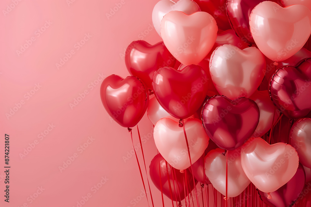 A bunch of heart-shaped balloons. A bunch of heart-shaped balloons.