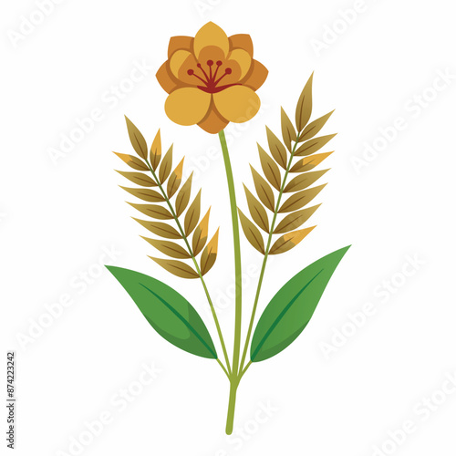 Flax flower vector design on a white backdrop 