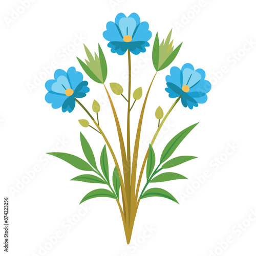 Flax flower vector design on a white backdrop 