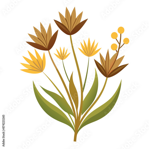 Flax flower vector design on a white backdrop 
