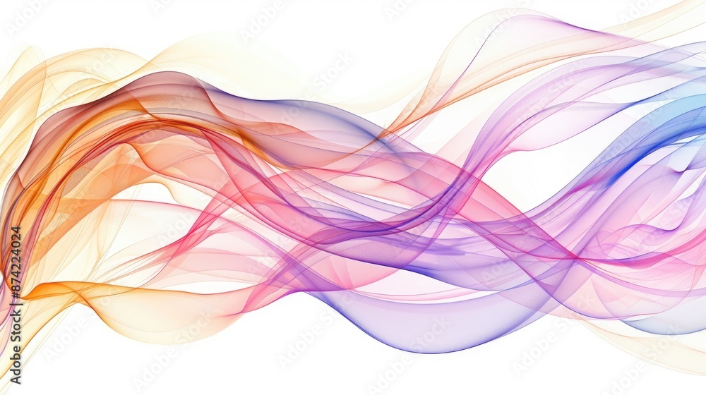 Colorful fractal waves elegantly displayed on a white background Colorful fractal waves elegantly displayed on a white background