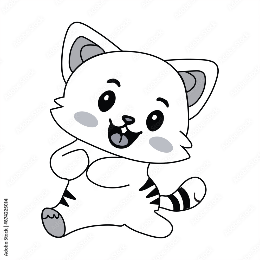 Fototapeta premium Cute cat line art vector illustration hand-drawn art