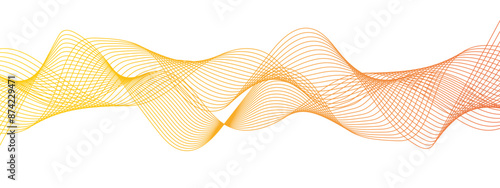 Curved wavy lines tech futuristic motion background. Abstract wave element for design. Digital frequency track equalizer. Luxury golden flowing wave curved lines technology curve line.