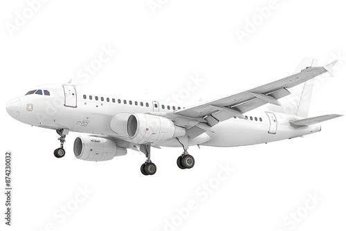 Airplane isolated on white background with vector illustration of aircraft