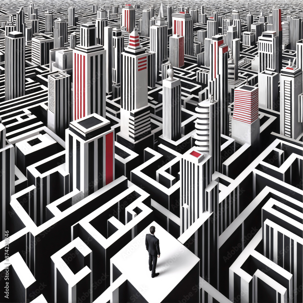 businessman in the maze city businessman in the maze city