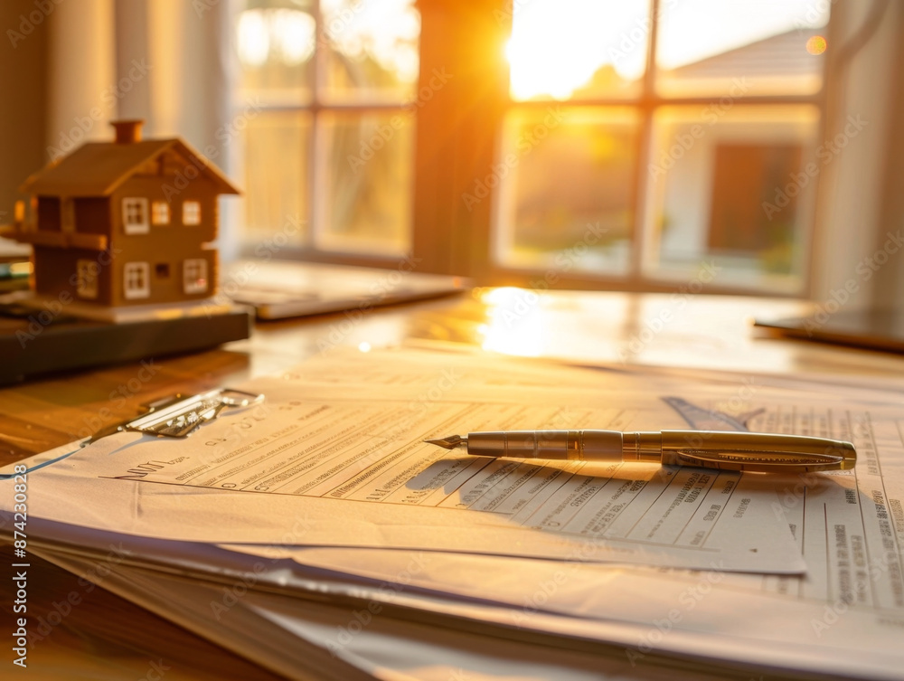 Mortgage Application Process Revealed in Cozy Home Office Setting with Sunlight and Wooden Accents Mortgage Application Process Revealed in Cozy Home Office Setting with Sunlight and Wooden Accents