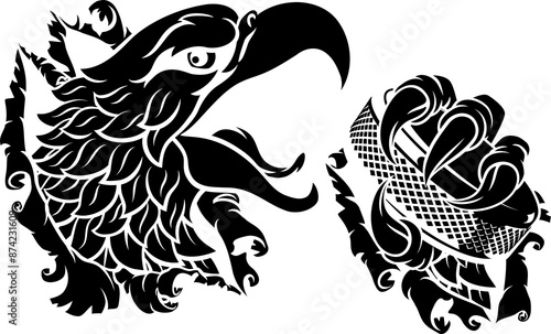 Canvas Print Bald Eagle Hawk Ripping Ice Hockey Mascot Puck